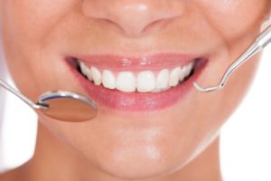 A closeup of a patient’s smile with healthy teeth and gums