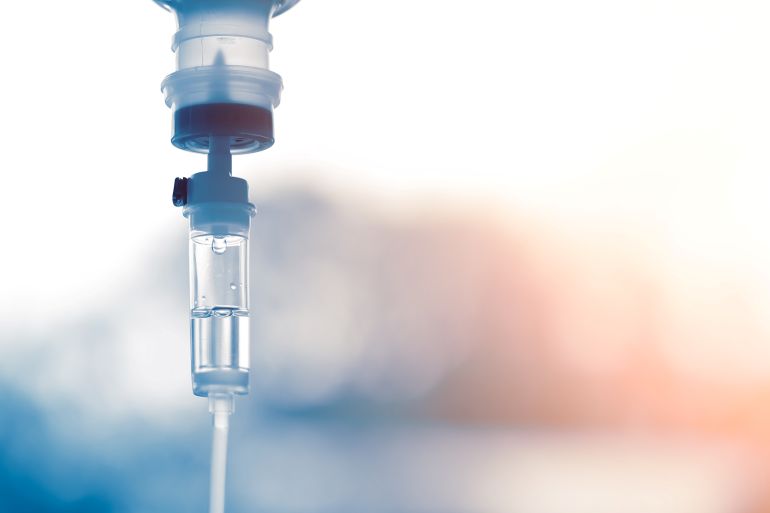 A bag of IV sedation fluid